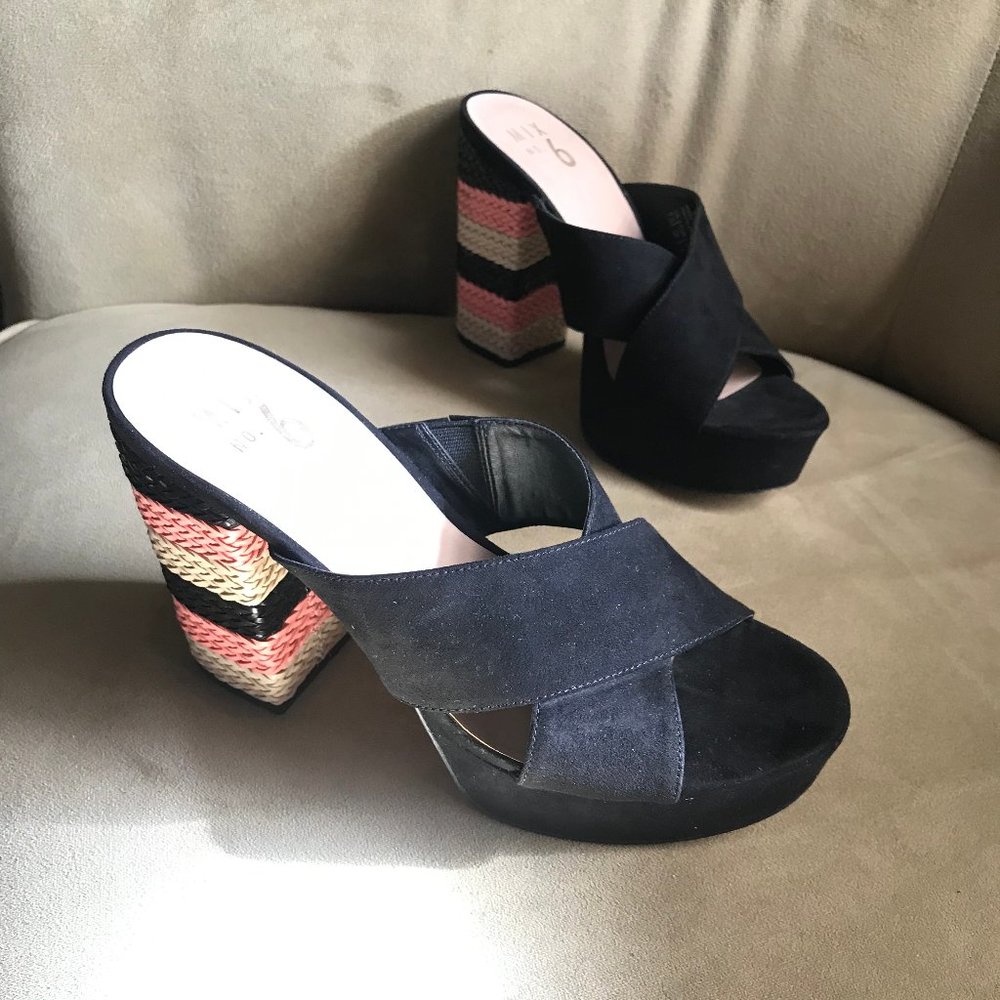 Mix No.6 Logahn Platform Sandals Striped Heels Size 7.5
